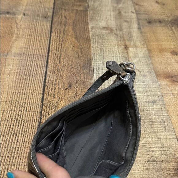 Coach Metallic Leather Pleated Medium Wristlet Clutch Silver/Pewter - Picture 6 of 14